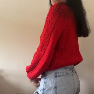 COPY - H&M Red Knit Ballon Sleeve Sweater